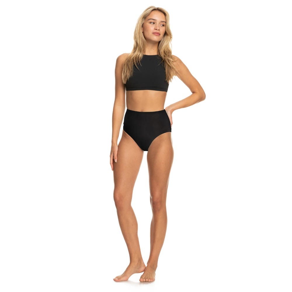 Roxy Womens Pro The Pop Up Crop Bikini Top In Black