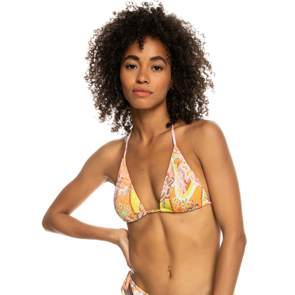 Roxy Womens Floraldelic Tiki Tri Bikini Top In Mock Orange Delic