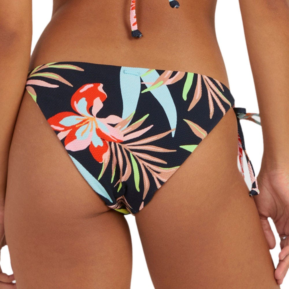 Roxy Womens Florette Tie-Side Bikini Bottoms In Florette Anthracite