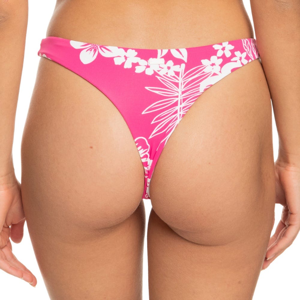 Roxy Womens Printed Beach Classics Skimpy Bikini Bottoms In Shocking Pink Hello Aloha