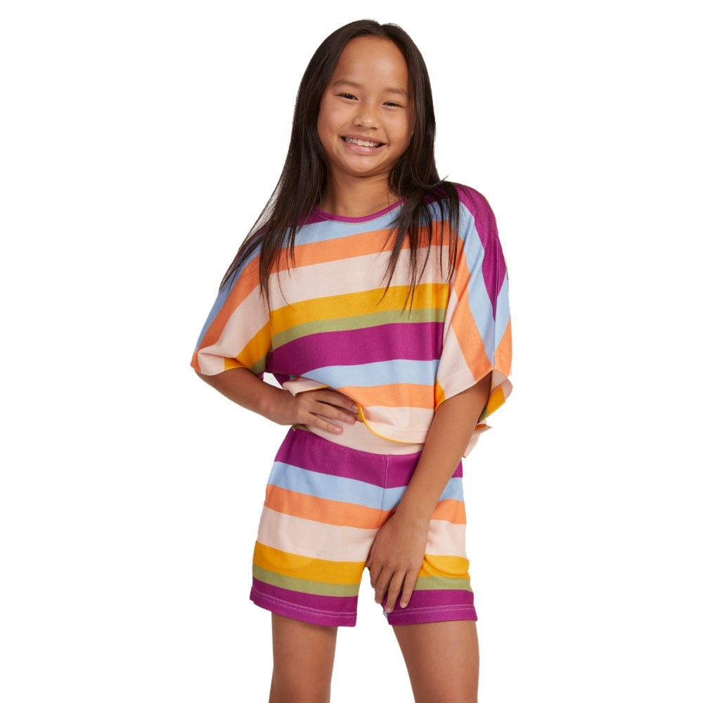 Roxy Girls I Wanna Dance With Somebody T-Shirt In Pale Dogwood Love Stripe