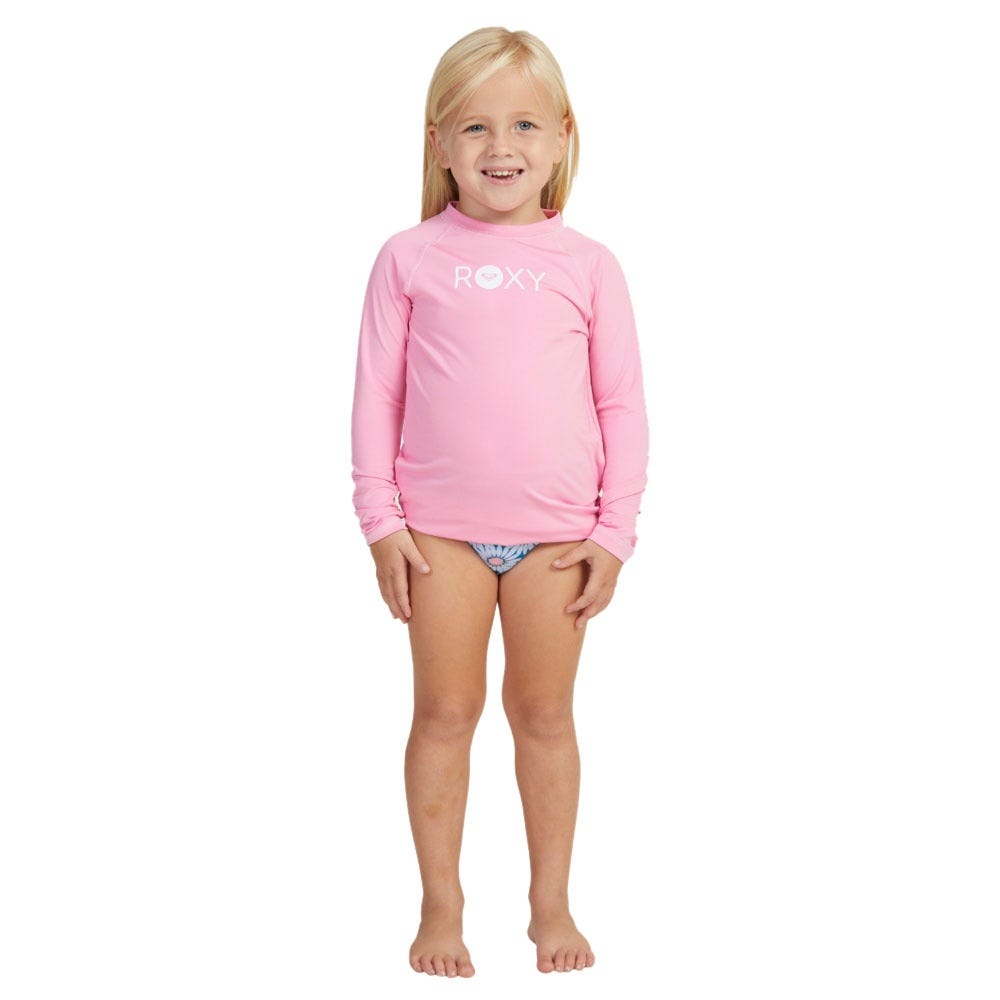 Roxy Girls Essential Long Sleeve Rash Vest In Sachet Pink