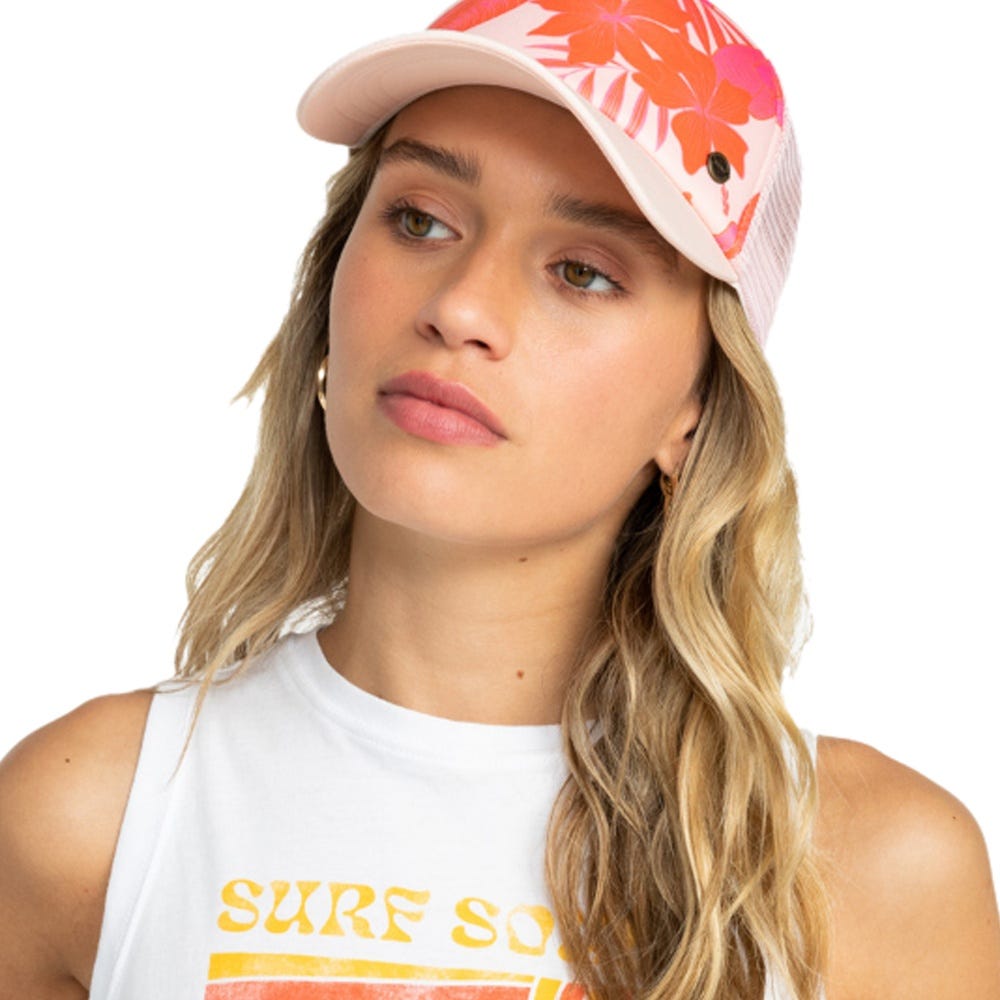 Roxy Womens Beautiful Morning Trucker Cap In Pale Dogwood Lhibiscus