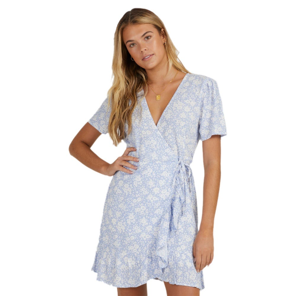 Billabong Womens Blue Bell Bella Wrap Dress In Blue