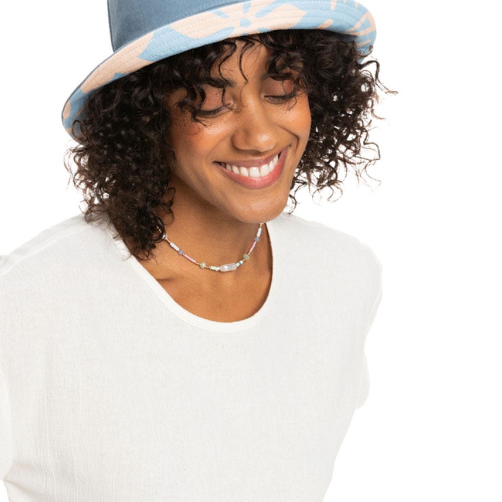 Roxy Womens Jasmine Paradise Reversible Bucket Hat In Clear Sky Cool Character