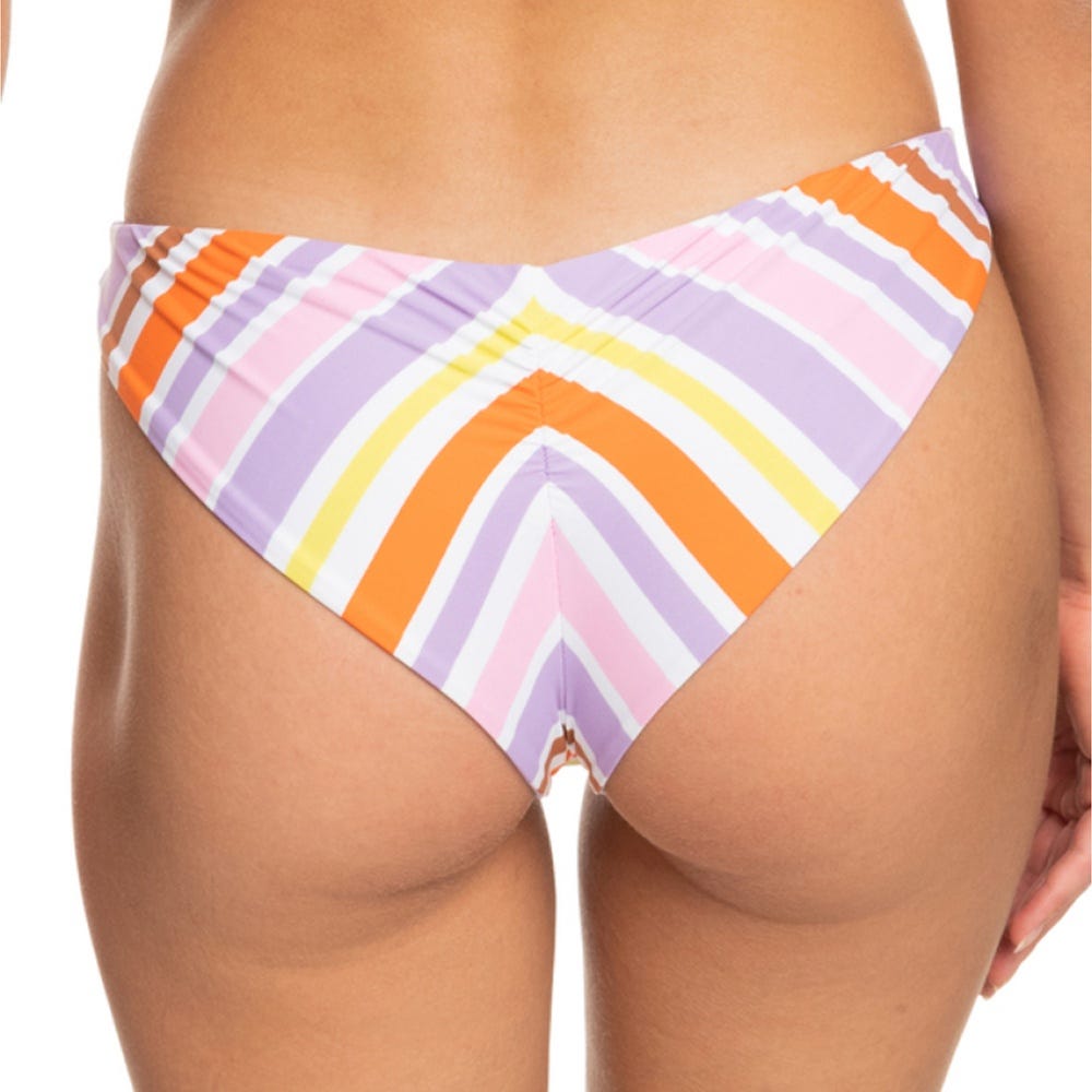 Roxy Womens Surf Kind Kate Cheeky Bikini Bottoms In Bright White Aloha Stripe Hori