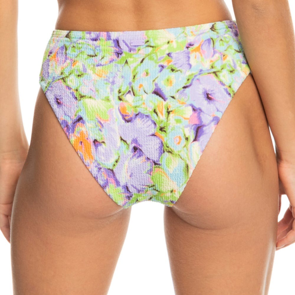 Roxy Womens Blumen High Leg Bikini Bottoms In Purple Rose Blumen