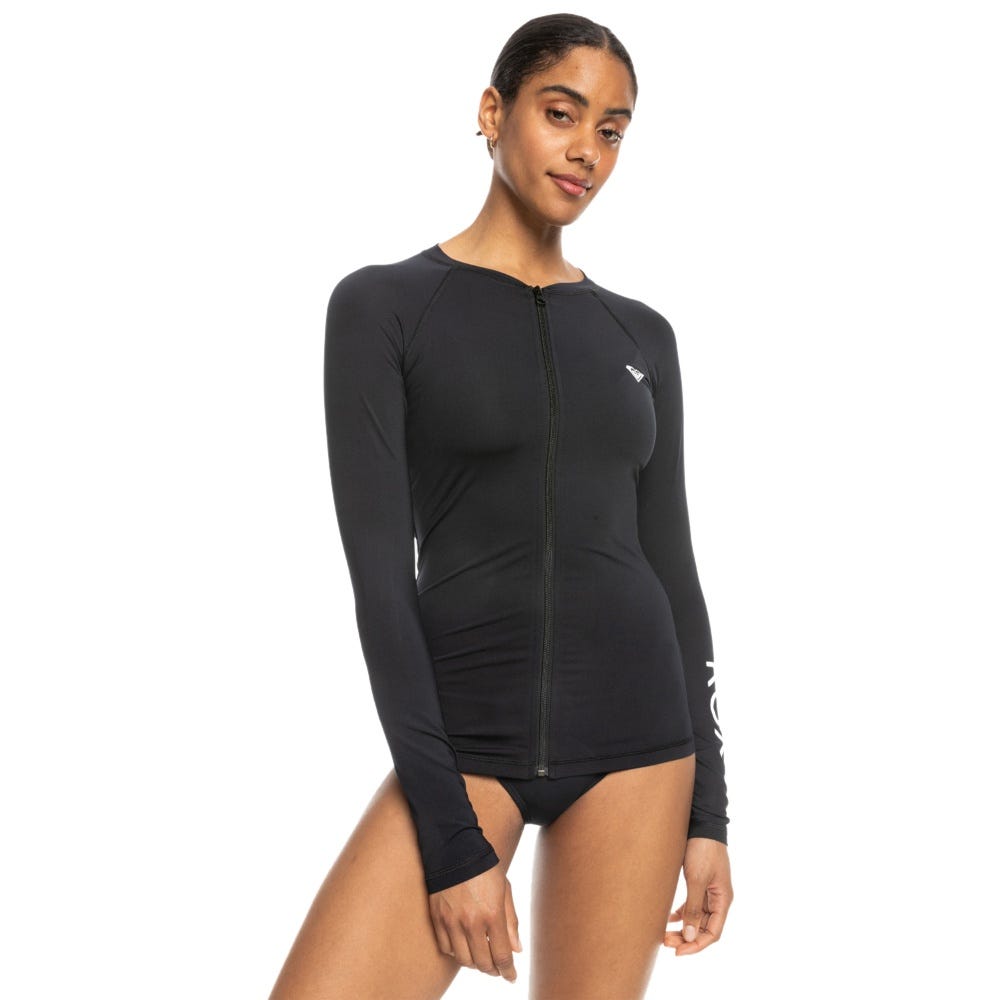 Roxy Womens New Essentials Long Sleeve Zip-Up Rash Vest In Anthracite