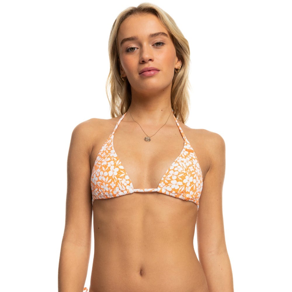Roxy Womens Pretty Tiki Tri Bikini Top In Tangerine