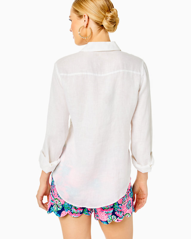 Sea View Linen Button Down Top