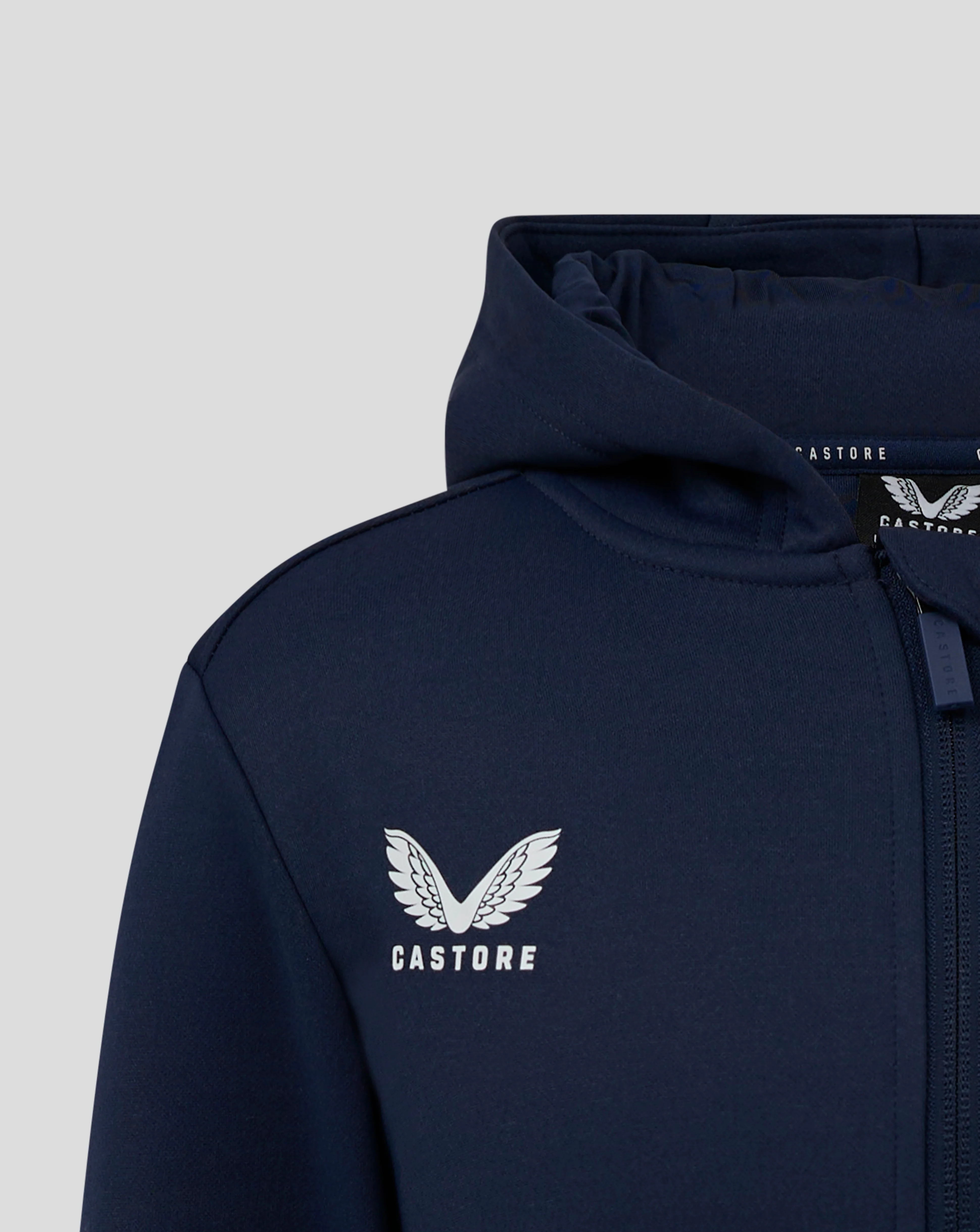 Junior Full Zip Brushback Hoodie - Peacoat