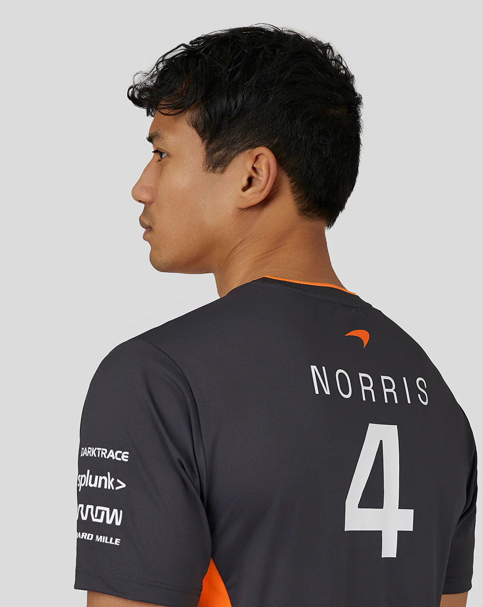 McLaren Mens Official Teamwear Set Up T-Shirt Lando Norris Formula 1 - Papaya/Phantom