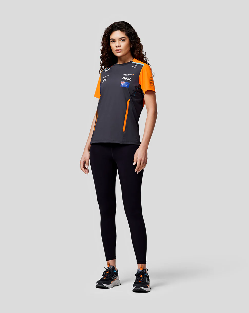 McLaren Womens Official Teamwear Set Up T-Shirt Oscar Piastri Formula 1 - Phantom/Papaya