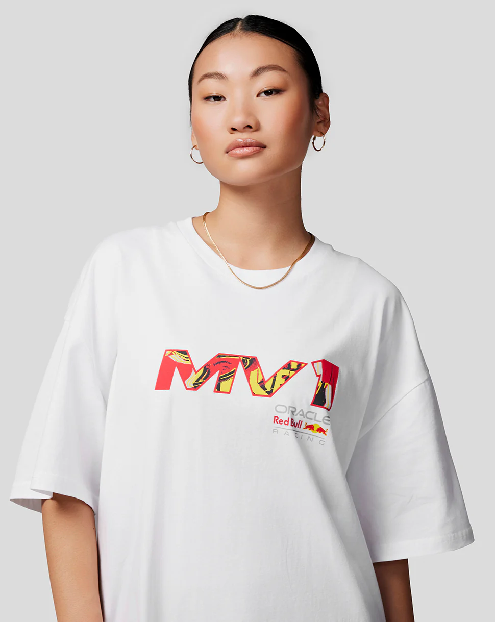 Oracle Red Bull Racing Unisex Max Pop Art Oversized Tee - Bright White