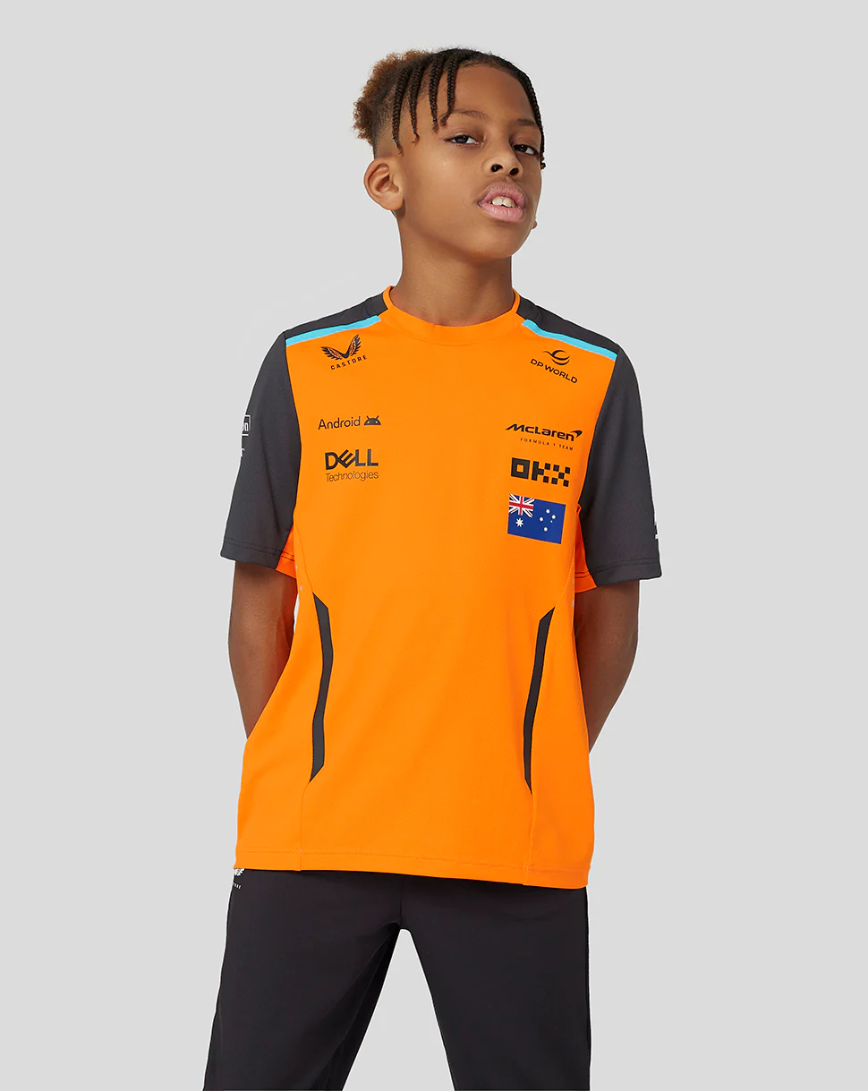 McLaren Junior Official Teamwear Set Up T-Shirt Oscar Piastri Formula 1 - Papaya/Phantom
