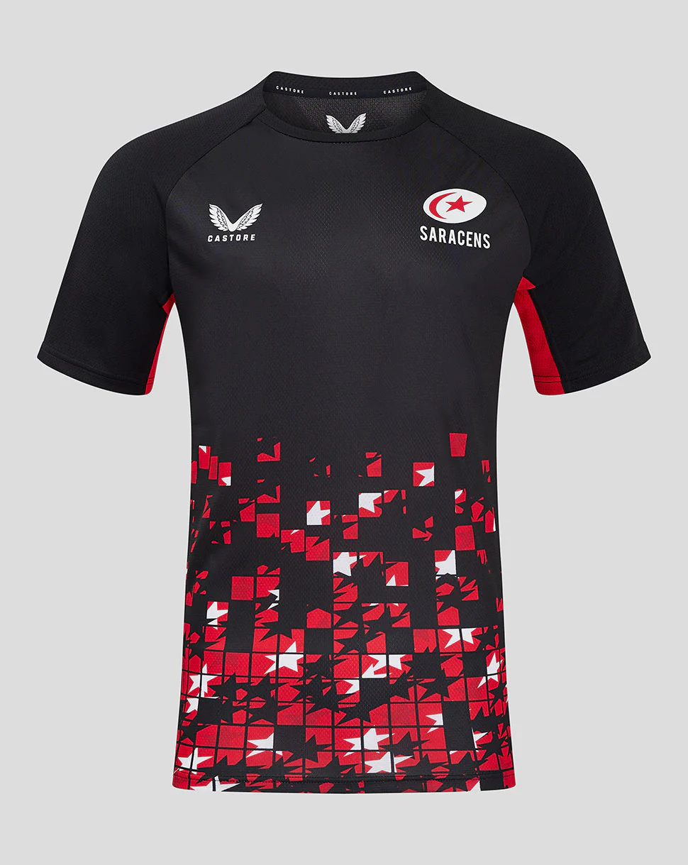 Saracens Men's 24/25 Matchday Short Sleeve Tee - Black/Red