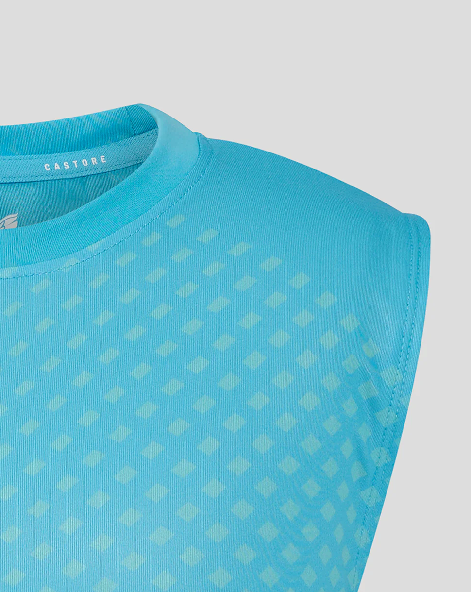 GEOMETRIC PRINTED SS TRAINING TEE - AQUARIUS / BACHELOR BUTTON