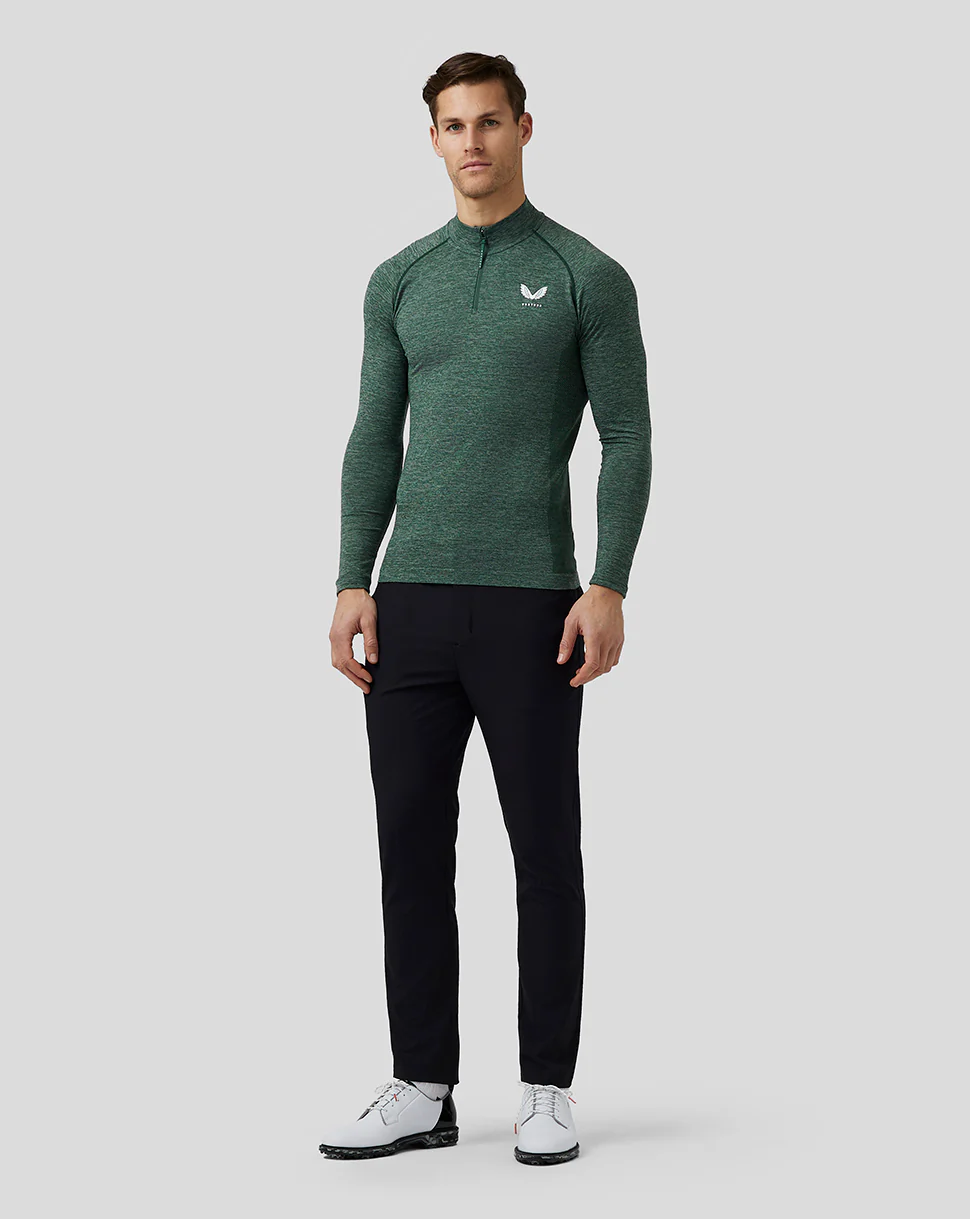 Men’s Golf Body Mapped Seamless Quarter Zip Top - Pine Grey