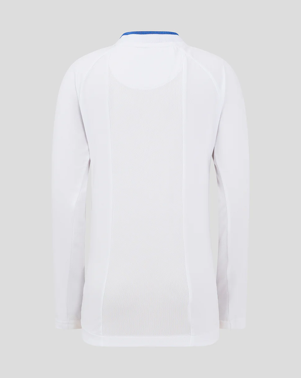 LONG SLEEVE POLO - WHITE/BLUE