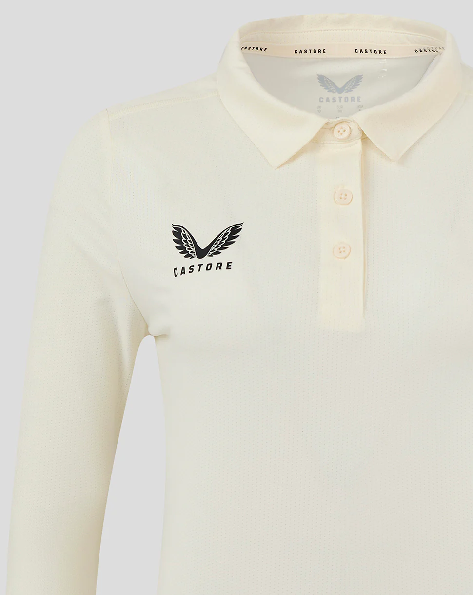 Womens Cricket Long Sleeve Tech Playing Shirt - Cannoli Cream