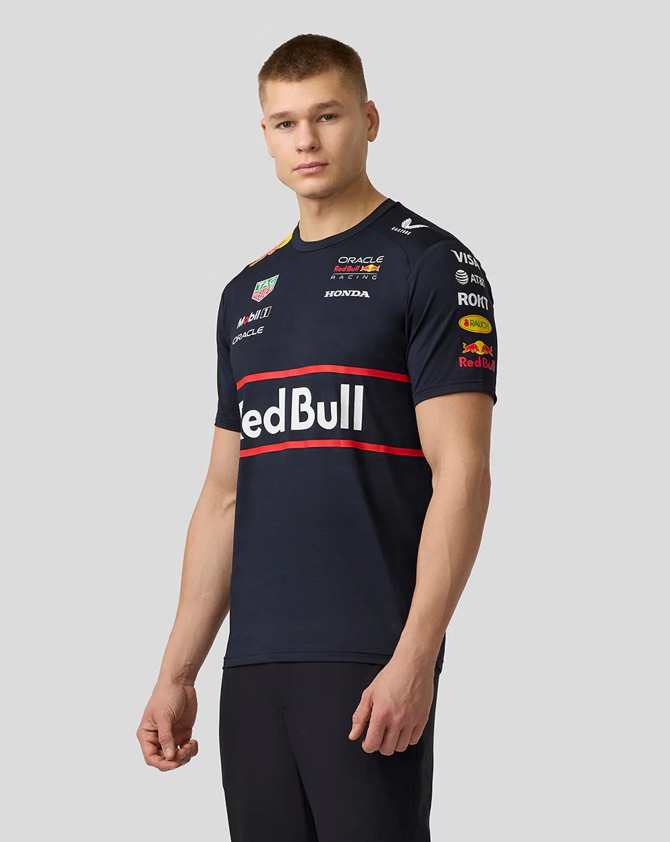 Oracle Red Bull Racing Mens Teamline Set Up T-Shirt + New Era x Oracle Red Bull Racing Retro 9Twenty® Cap Bundle  [Worth £100]
