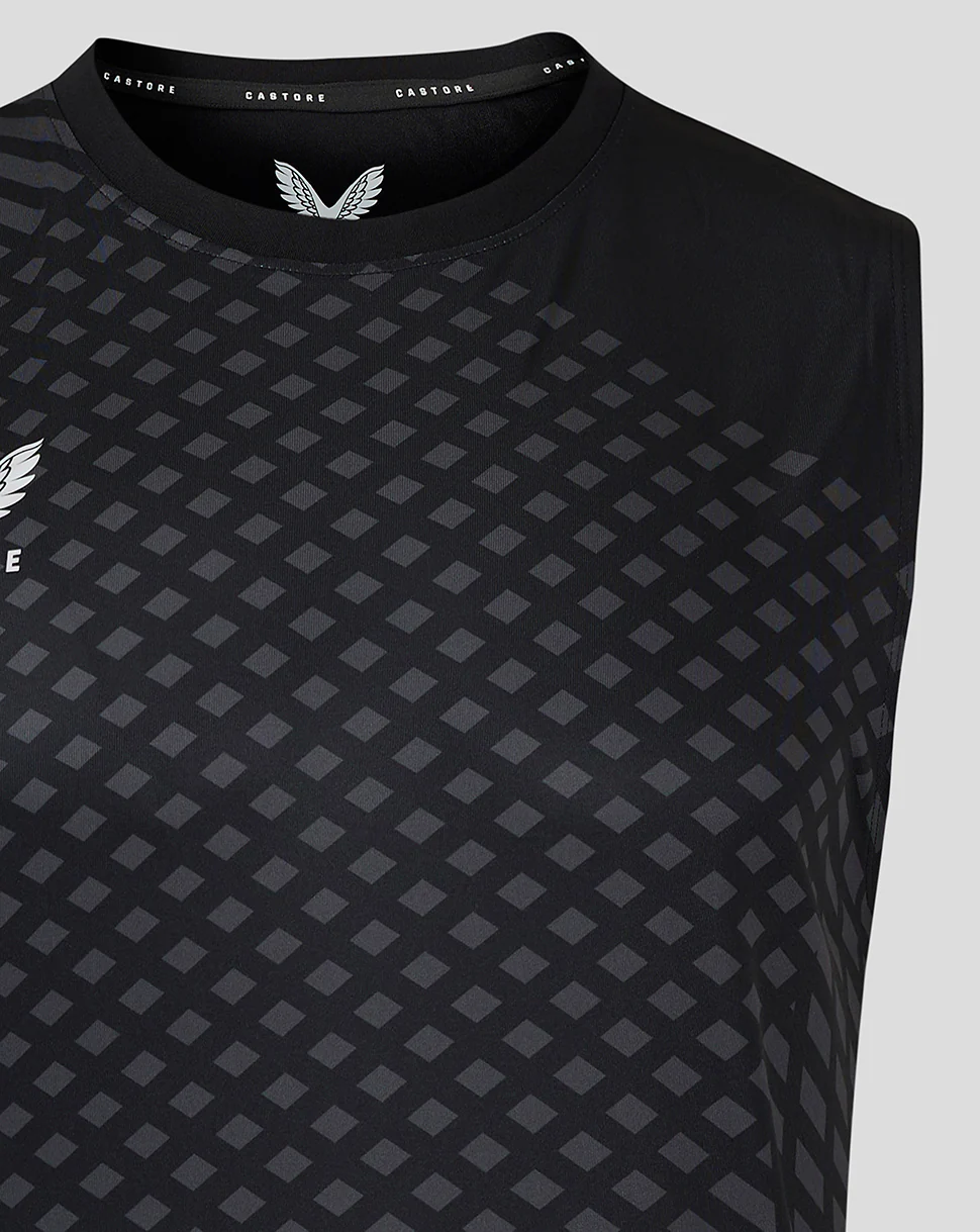 GEOMETRIC PRINTED MENS SINGLET - BLACK / PHANTOM