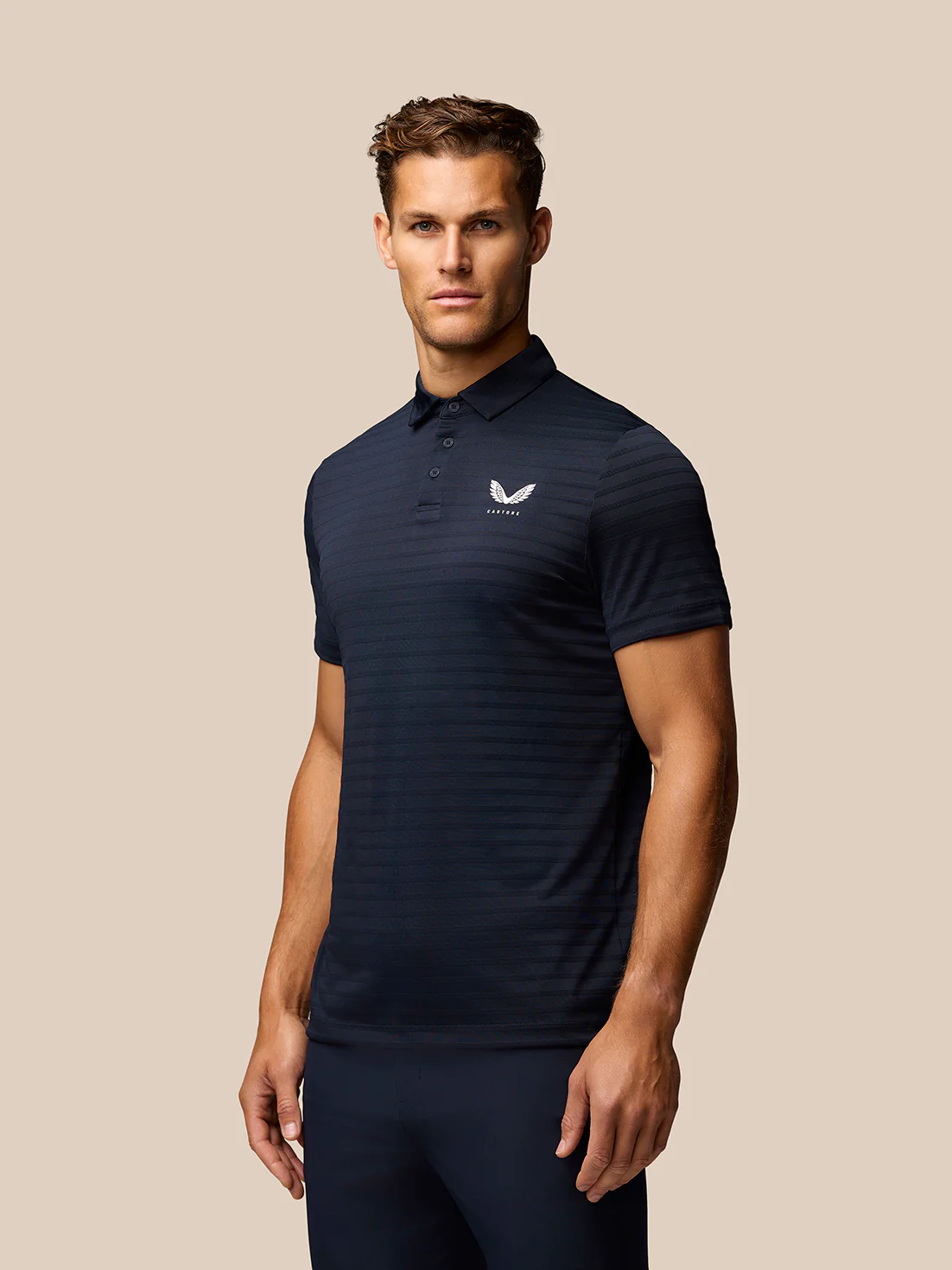 Golf Pinnacle Pique Stripe Polo - Navy