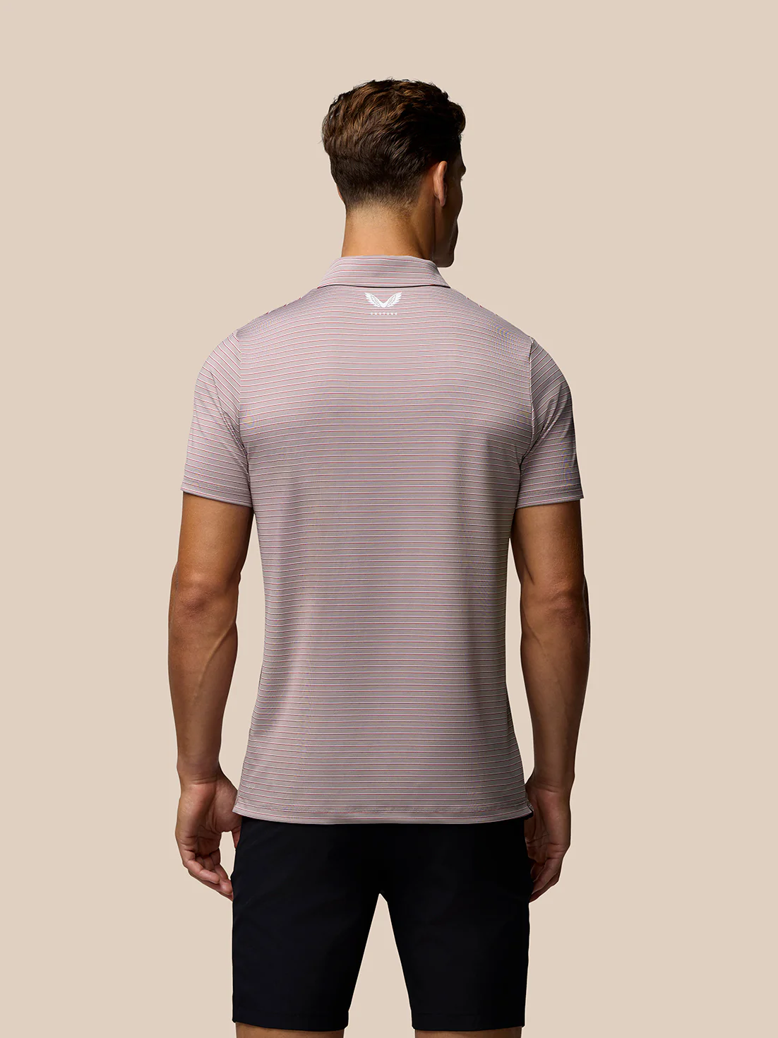 Men’s Golf Short Sleeve Club Yarn Dye Stripe Polo Shirt - Pink