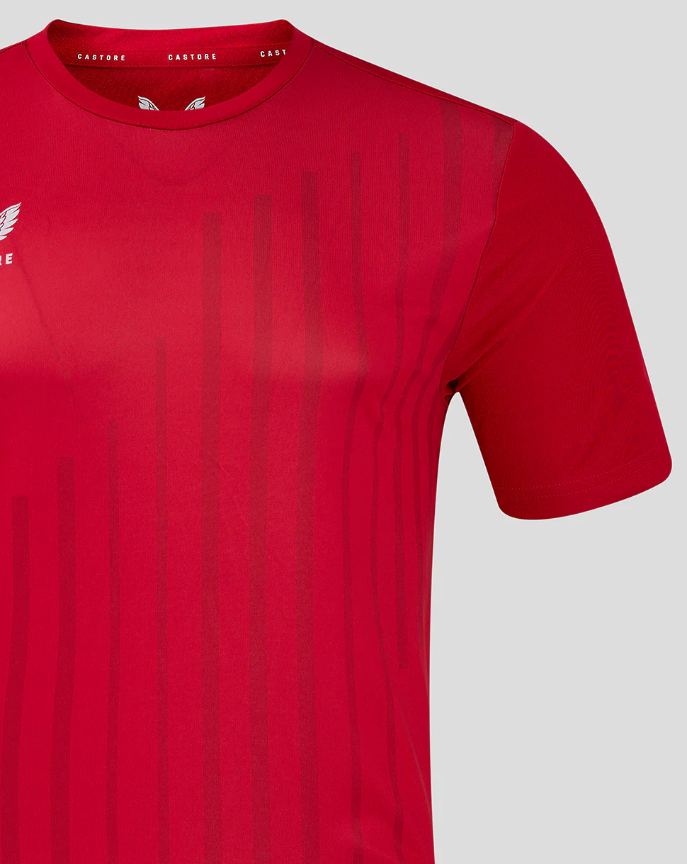 SS LINEAR PRINTED TRAINING TEE 5 - TRUE RED / BARBADOS CHERRY