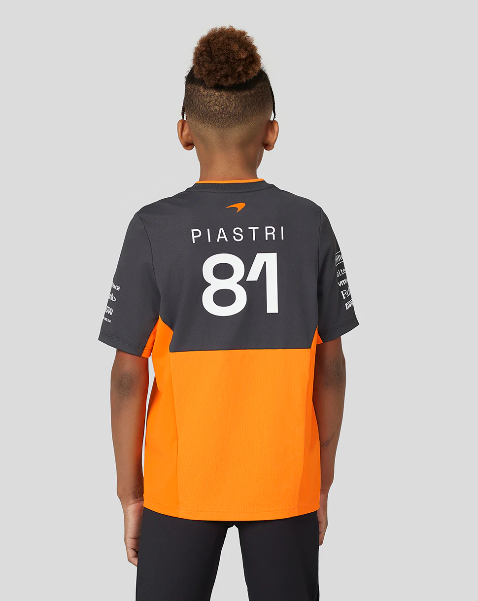 McLaren Junior Official Teamwear Set Up T-Shirt Oscar Piastri Formula 1 - Papaya/Phantom