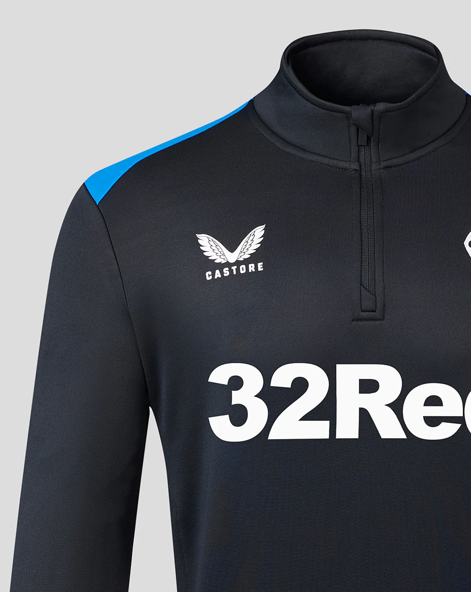 Mens 23/24 Matchday Training Fleece 1/4 Zip Midlayer - Black/Blue