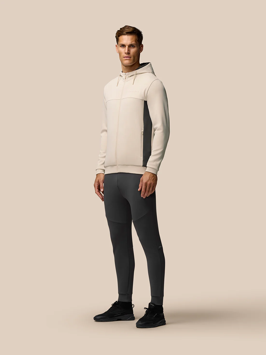 Lightweight Flex Zip-Through Hoodie - Beige