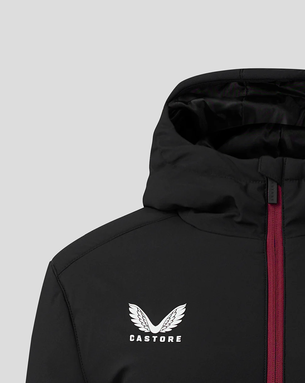 Womens ASTON VILLA FC STAFF LONG BENCH JACKET - CAVIAR / RHODODENDRON