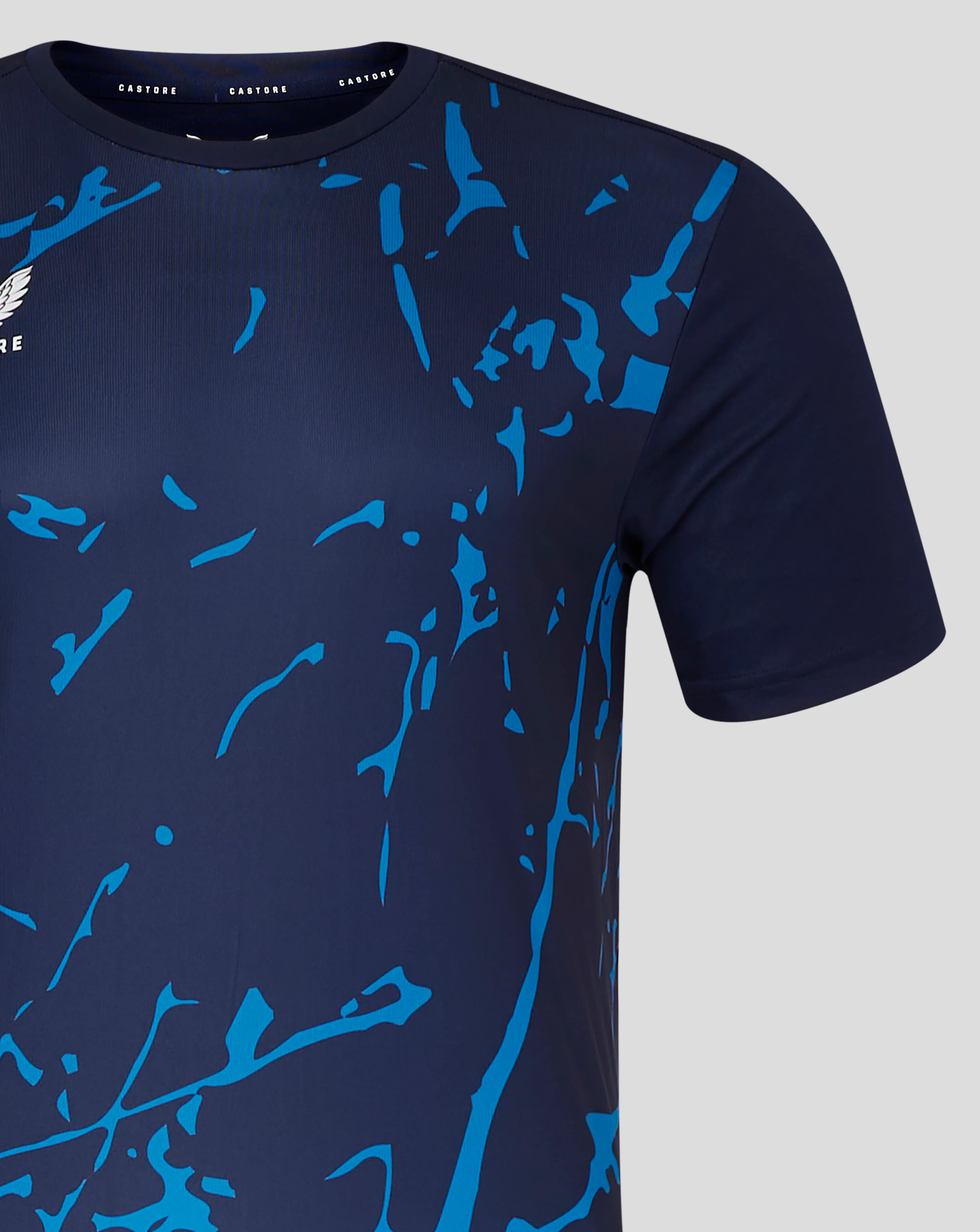 Short Sleeve Marble Printed T-Shirt - Peacoat