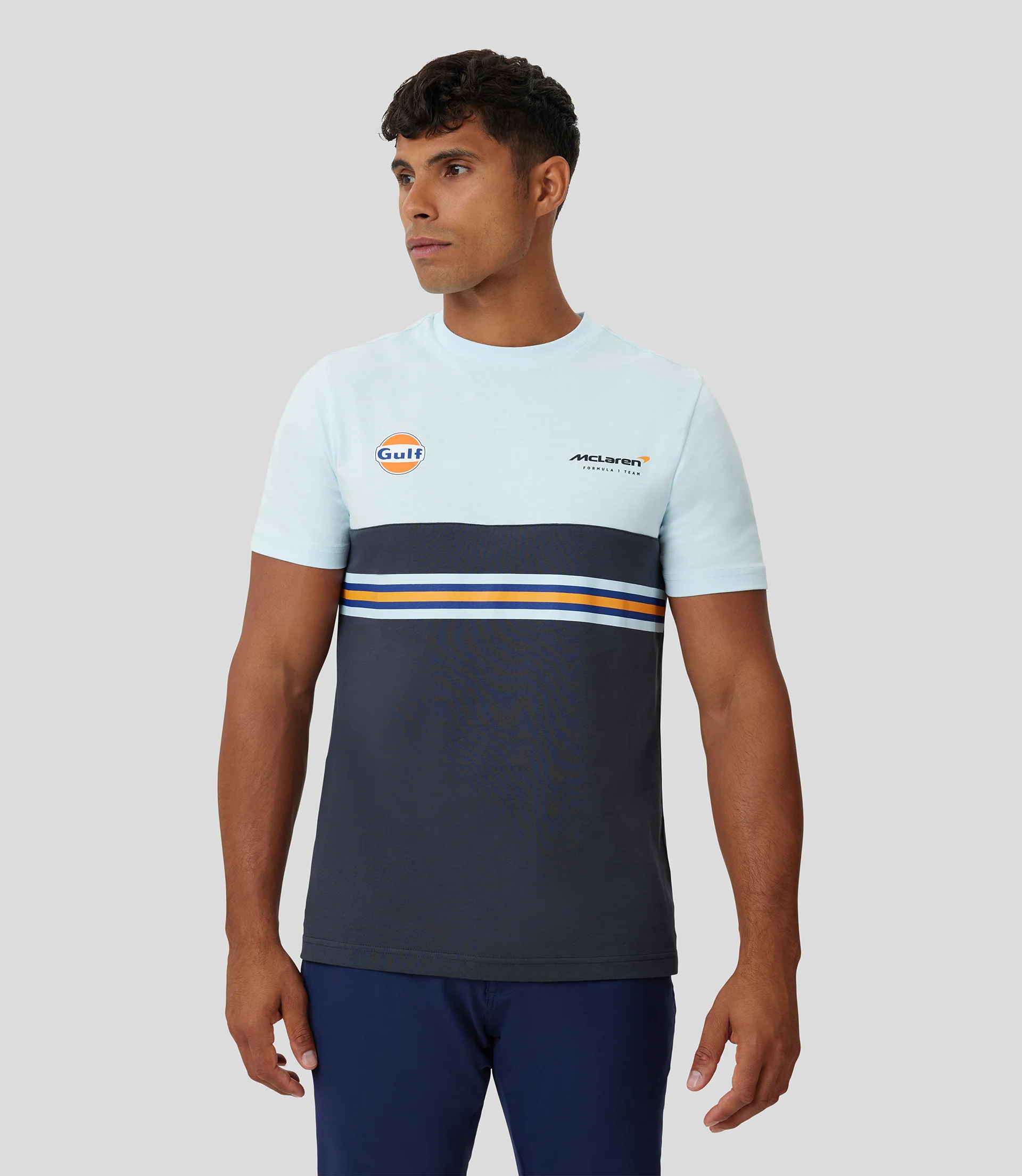 Blue McLaren Gulf Core Printed Stripe T-Shirt