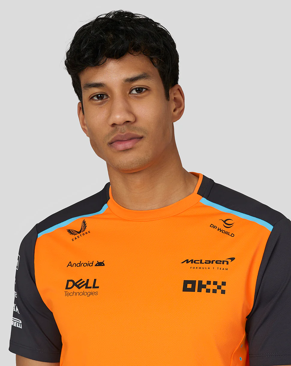 McLaren Mens Official Teamwear Set Up T-Shirt Formula 1 - Papaya/Phantom
