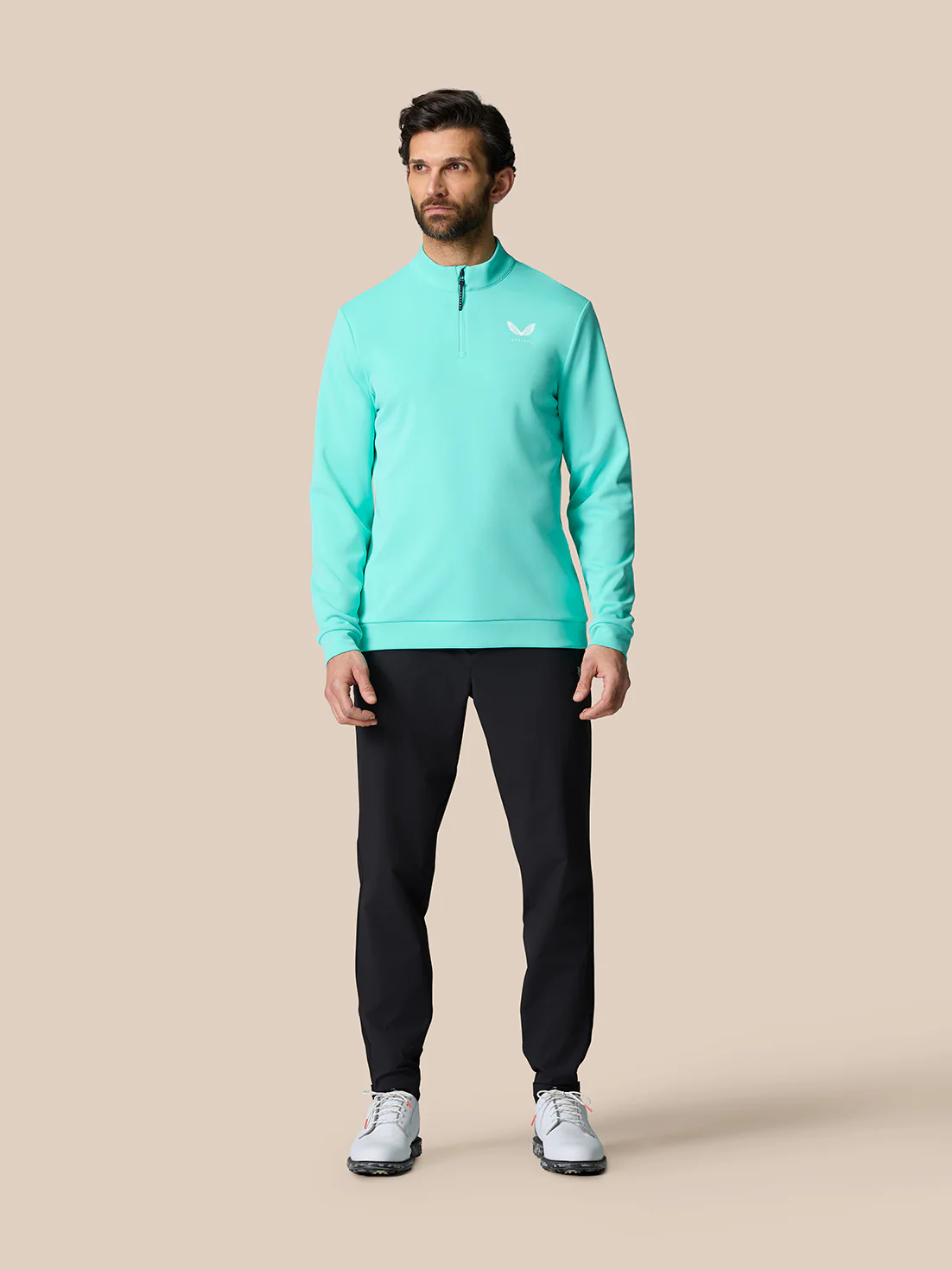 Golf Club Classic 1/4 Zip Top - Light Aqua