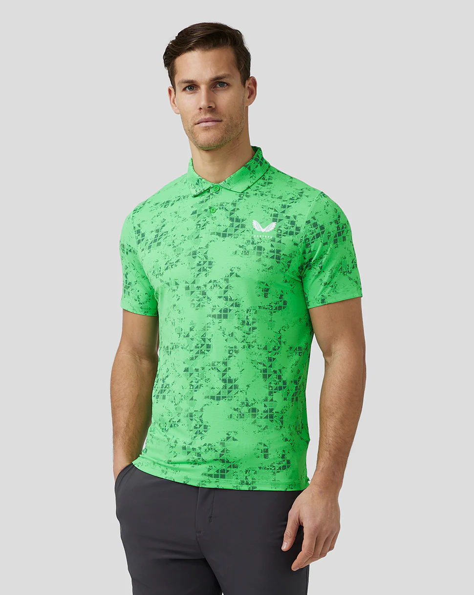 Men’s Golf Short Sleeve Geo Printed Polo - Lime