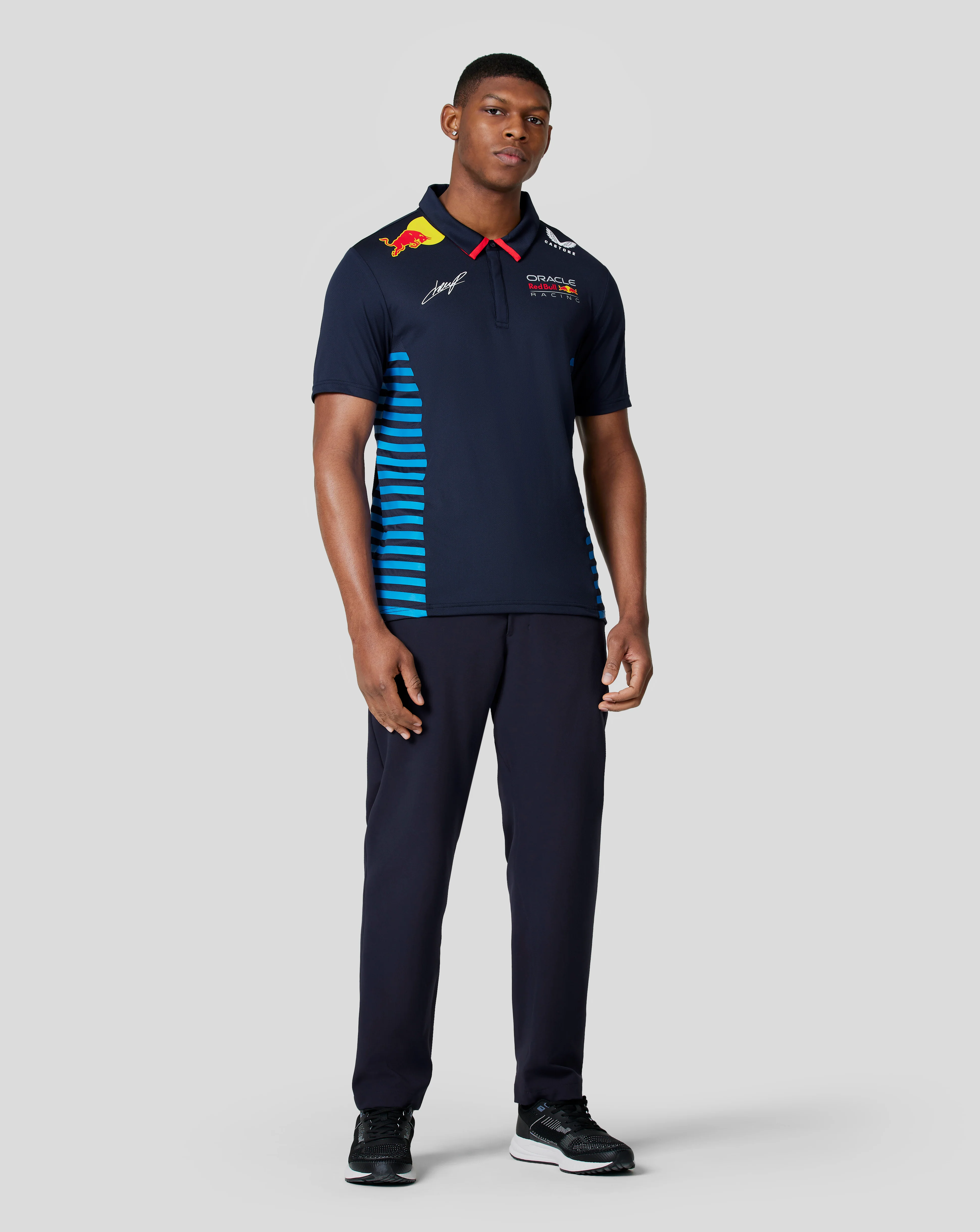 Oracle Red Bull Racing Men's Official Teamline Short Sleeve Polo Shirt Checo - Night Sky