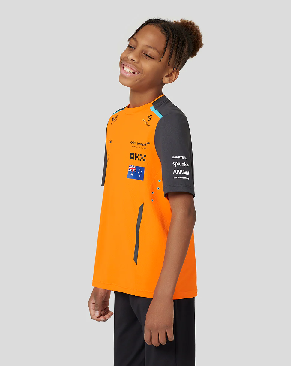 McLaren Junior Official Teamwear Set Up T-Shirt Oscar Piastri Formula 1 - Papaya/Phantom