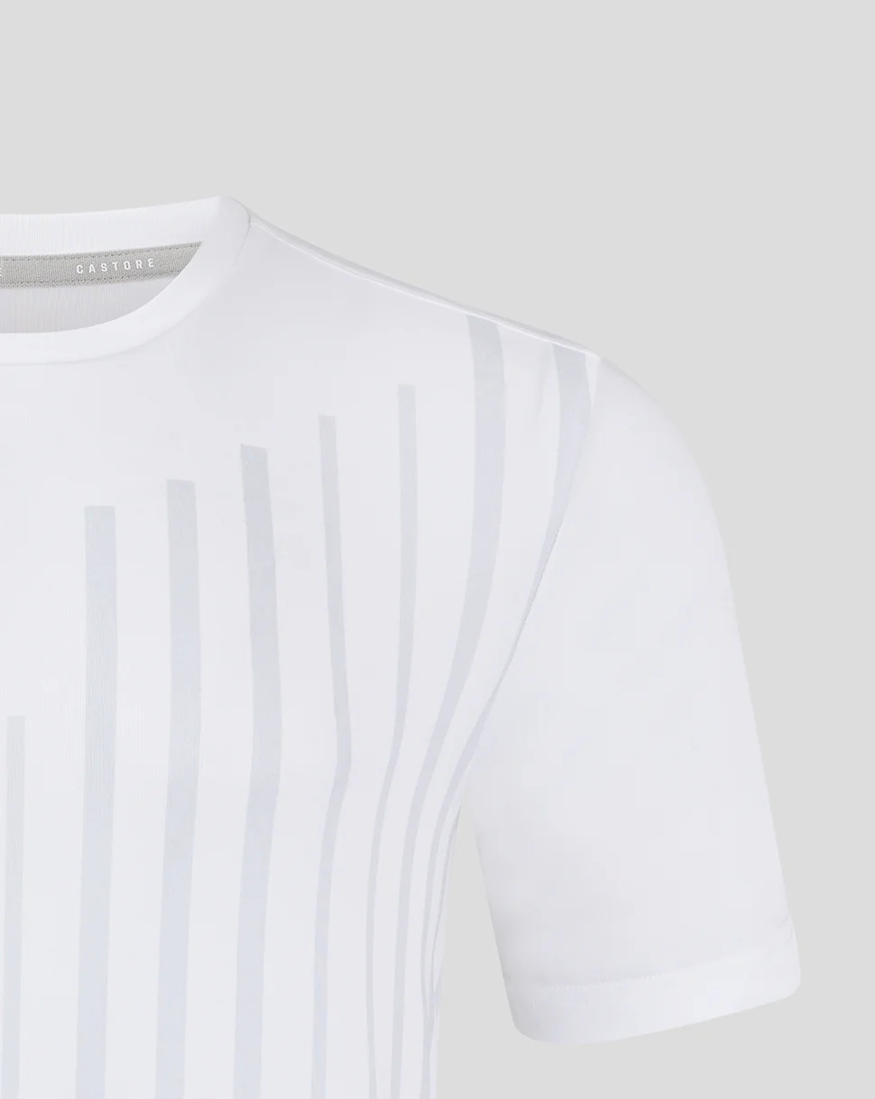 LINEAR PRINTED SS TRAINING TEE - WHITE/ ARCTIC ICE