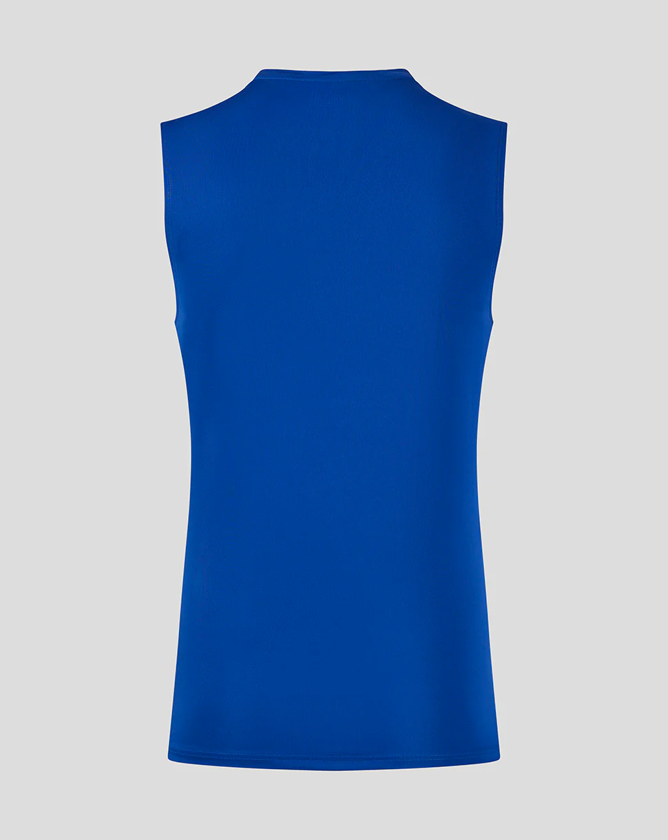 GEOMETRIC PRINTED MENS SINGLET - SURF THE WEB / VICTORIA BLUE