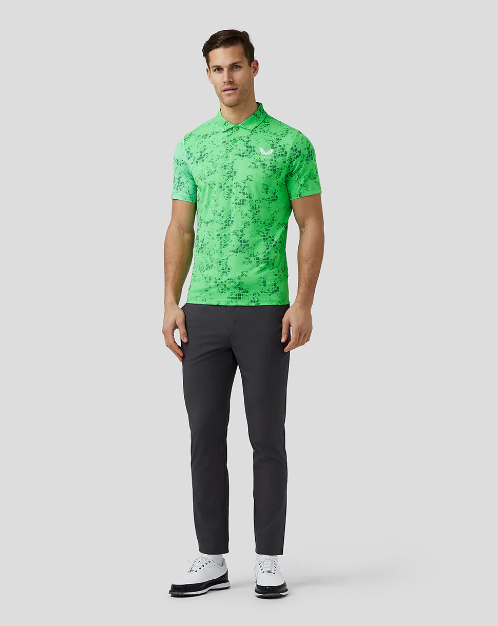 Men’s Golf Short Sleeve Geo Printed Polo - Lime