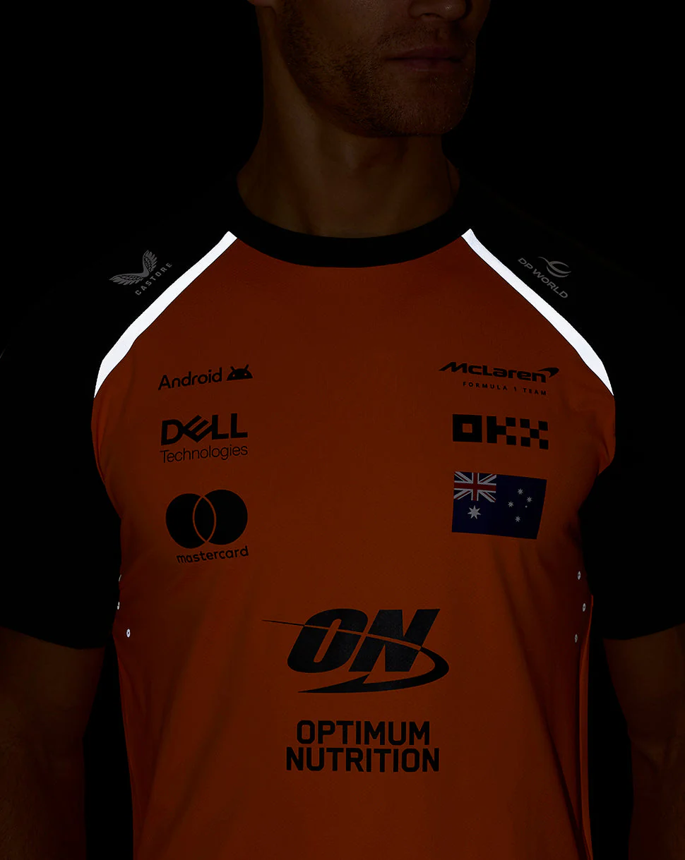 Official Mens McLaren Formula 1 Team Oscar Piastri Set Up T-Shirt - Papaya/Phantom