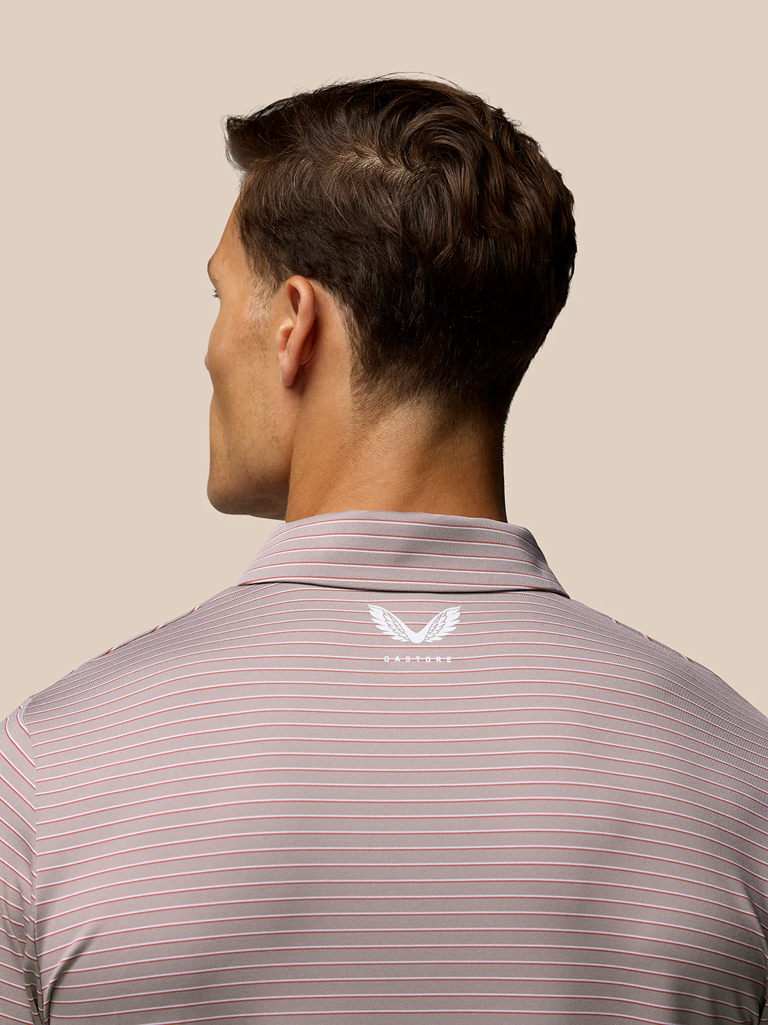 Men’s Golf Short Sleeve Club Yarn Dye Stripe Polo Shirt - Pink