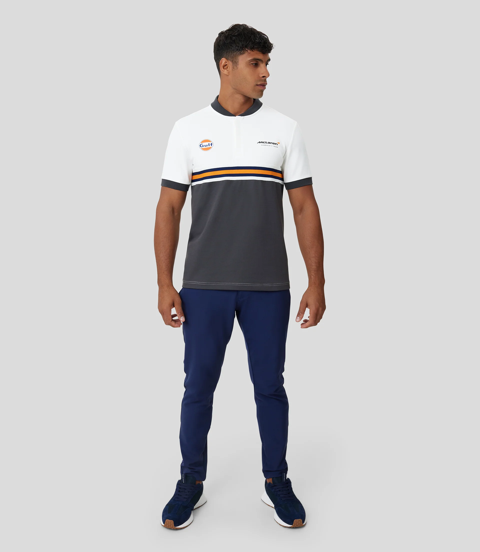 White McLaren Gulf Classic Stripe Polo