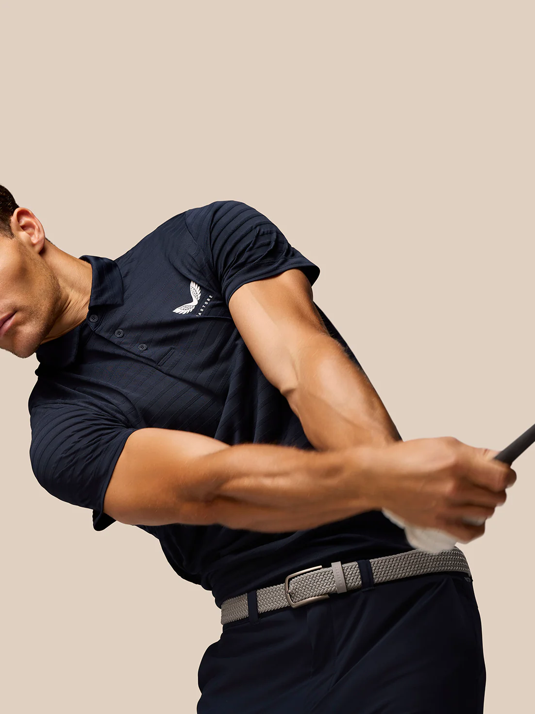 Golf Pinnacle Pique Stripe Polo - Navy