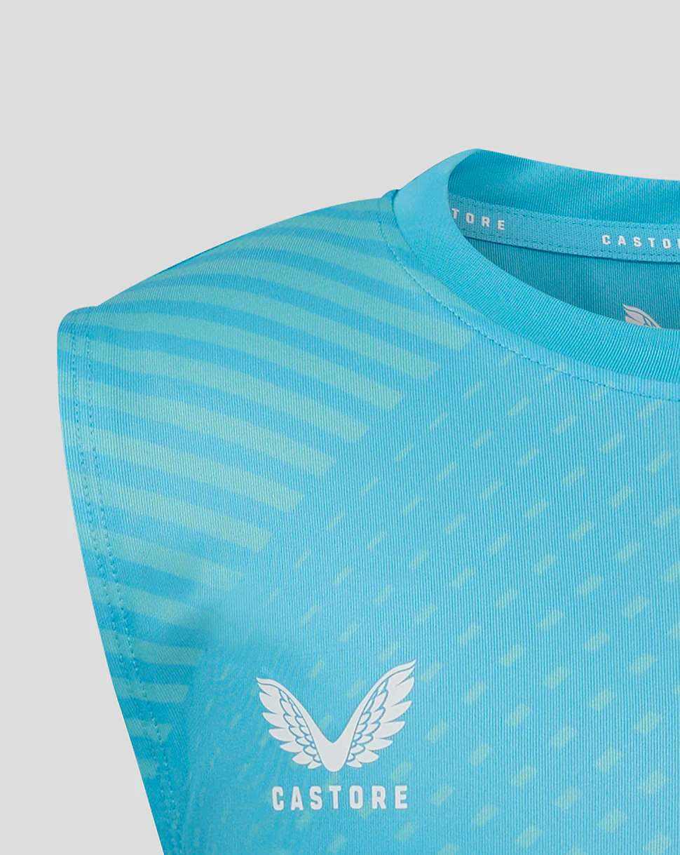 GEOMETRIC PRINTED SS TRAINING TEE - AQUARIUS / BACHELOR BUTTON