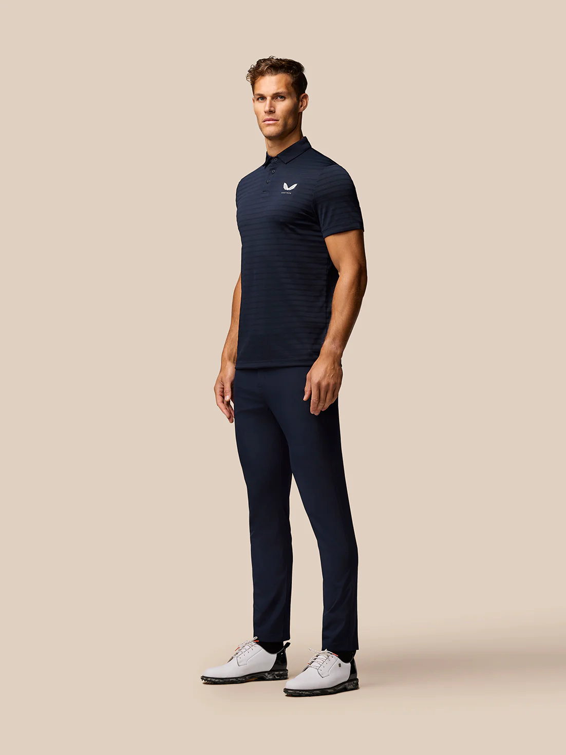 Golf Pinnacle Pique Stripe Polo - Navy