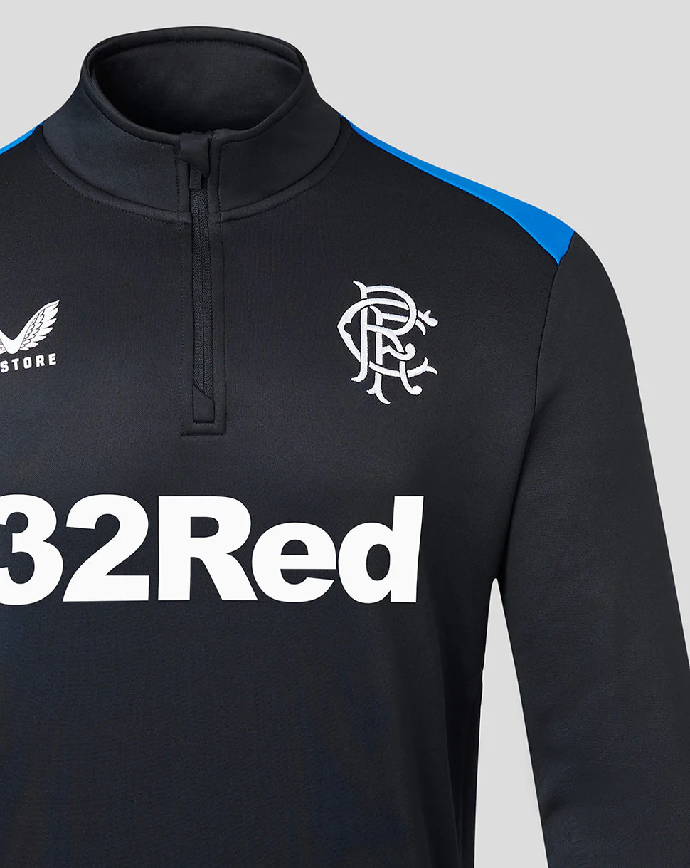 Mens 23/24 Matchday Training Fleece 1/4 Zip Midlayer - Black/Blue